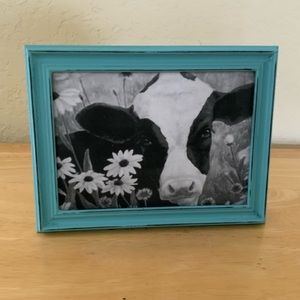 Farmhouse Cow and sunflowers picture 5x7 w/frame